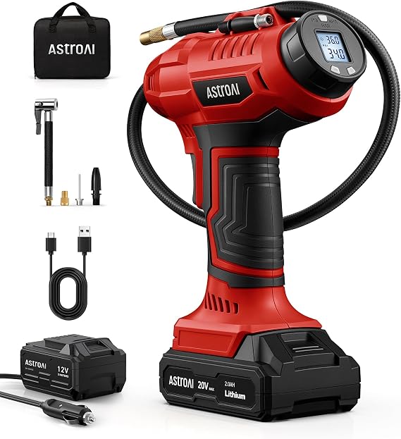 AstroAI Cordless Tire Inflator Portable Air Compressor 160PSI 12VDC Battery