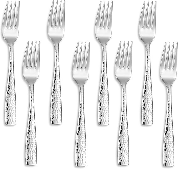 KEAWELL Premium Louis 8-Piece Hammered Fork Set (8, 7.6" Salad Fork)