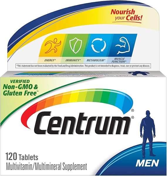 Centrum Multivitamin for Men, Multivitamin/Multimineral Supplement with Vitamin D3, B Vitamins and Antioxidants, Gluten Free, Non-GMO Ingredients - 120 Count