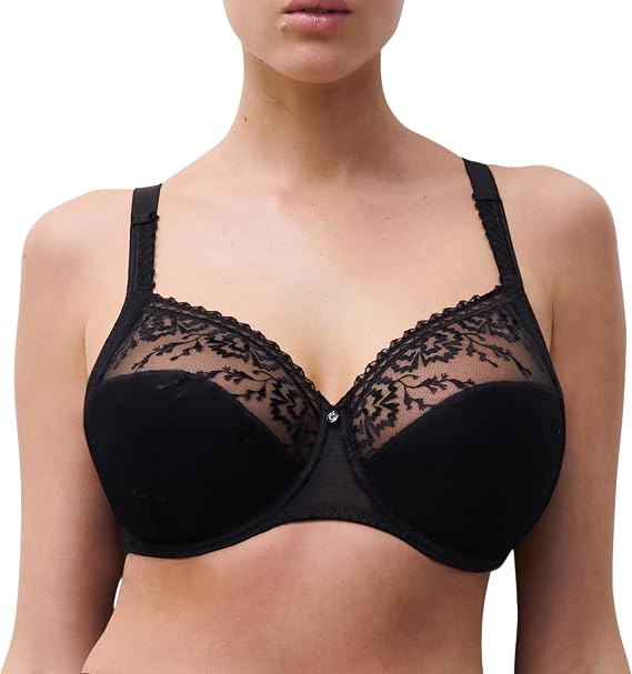Chantelle Women's Every Curve Full Coverage Unlined Bra, 16B1, Black, 36C