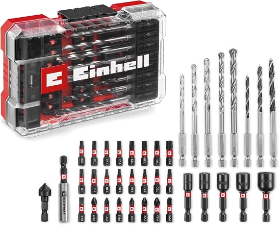 Orijinal Einhell M-CASE 39-Parça Darbeye Dayanıklı Set (25 mm Uçlar, Metal Matkap, Ahşap, Taş, 60 mm Tutucu, Lokma Anahtar, Havşa Ucu, Saklama Kutusu Dahil) - 49108759