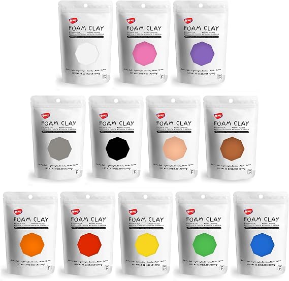 BOHS Foam Clay, 12-Colour Kit, 1.2 kg Air-Dry Modelling Clay