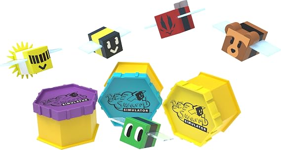 Bee Swarm Simulator Mystery Bee Starter Pack (Three 1" Minifigures & Honeycomb Cases, Series 1)