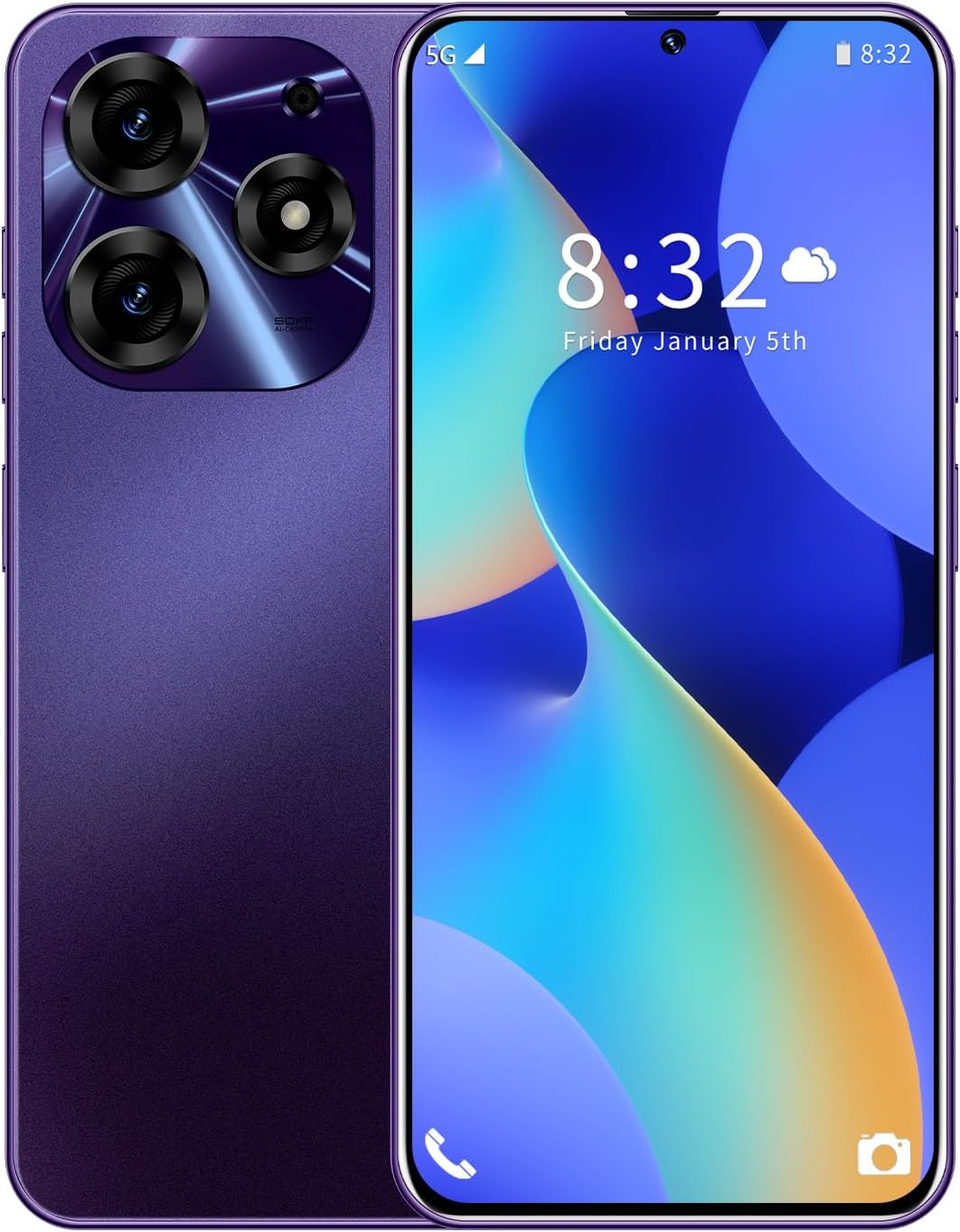 Spark 10 Pro Smartphone Android 13 Unlocked Cell Phone 6.7 Inch HD Screen Unlocked Phone 8-Core 8GB256GB Android Phone 5000mAh Battery Super Endurance, 5G Dual SIM Card Android Phone Purple.