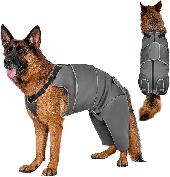 OneTigris Dog Body Suit After Surgery, Dog Body After Neutering Male with Adjustable Straps, Soft Lick Protection Dogs for Male or Female, Body for Small/Medium/Large Dog(Gray, L)