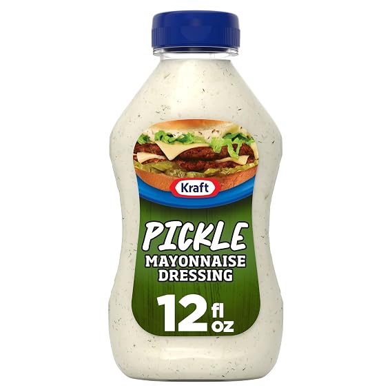 Kraft Mayonnaise Dressing, Pickle, 12 fl oz Bottle | Creamy Mayo Packed with Tangy Dill Pickle Flavor, Dip Fries & Nuggets, Spread on Sandwiches, Burgers & Wraps