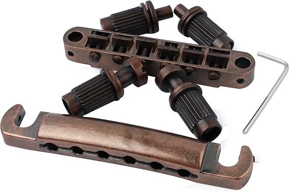 Guyker Guitar Tune-O-Matic Bridge and Stop Bar Tailpiece Combo with Anchors and Studs Replacement Compatible with LP SG EPI 6 String Electric Guitar(Bronze)