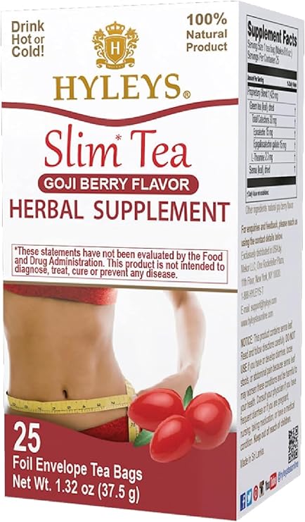 HYLEYS Slim Tea Goji Berry, Weight Loss Detox, Slimming Diet Tea, 25 Bags