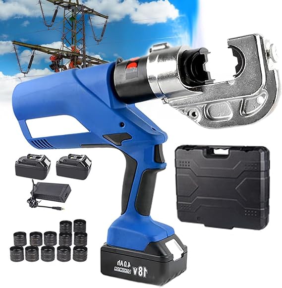 Electric -Hydraulic Crimping Plier, 360 Rotating Hydraulic Crimper Cable Crimping Tool,With 12 Pairs 16-400mm2 Dies,Copper And Aluminum Terminal Crimping Pliers