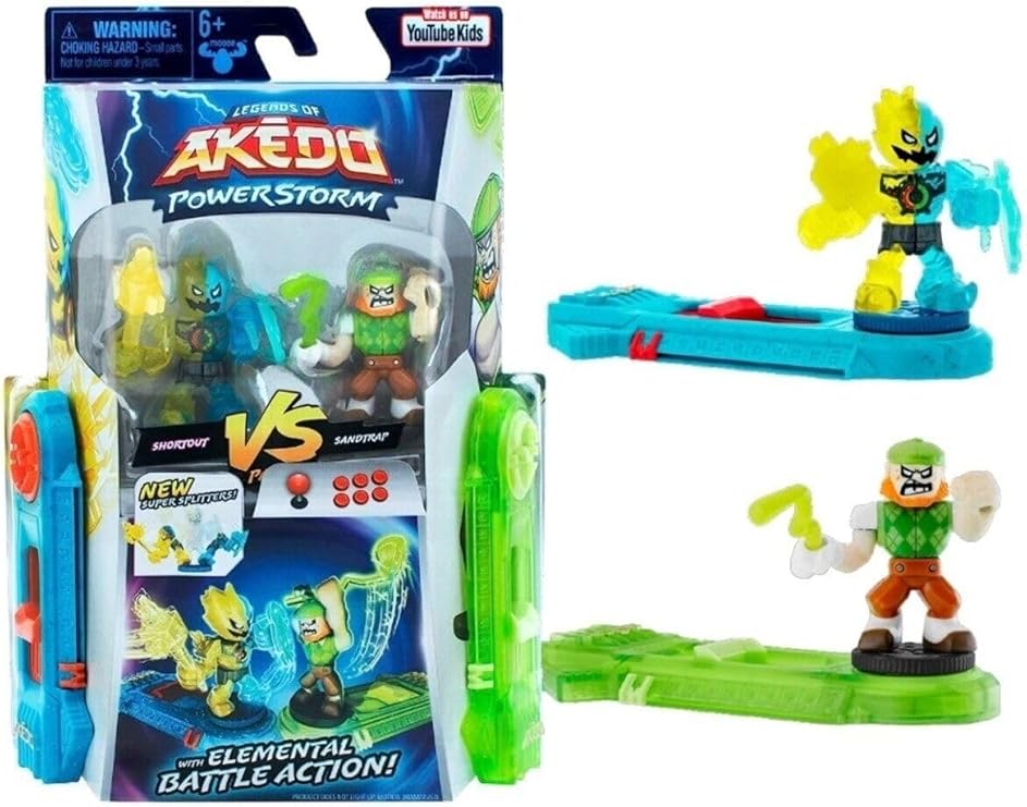 Legends of Akedo Power Storm - Versus Pack - 2 Mini Battling Warriors and 2 Battle Controllers - Shortout Versus Sandtrap