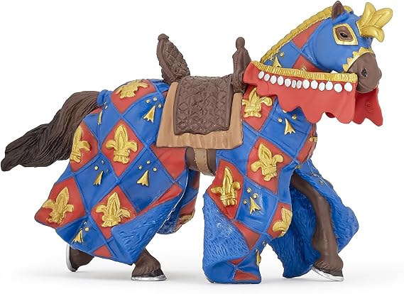 Papo Blue Fleur-de-LYS Horse Figurine, Fantasy Collection, Kids Ages 3+