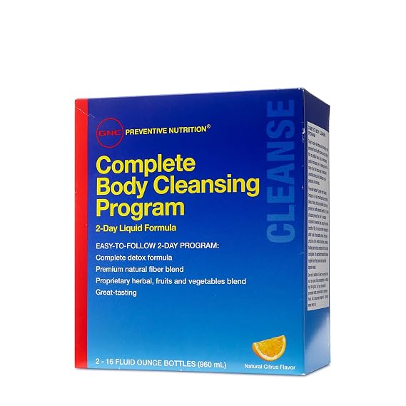 GNC Preventive Nutrition Complete Body Cleansing Program - Natural Citrus Flavor, 2 16oz Bottles, 2-Day Detox of Natural Fiber Blend