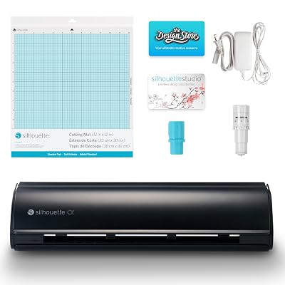 Silhouette America Cameo 5 Alpha α - Smart Cutting Machine for Print & Cut - Quiet Operation with AutoBlade, Studio Software, Cutting Mat- Vinyl, Paper & Fabric Compatible- Matte Black