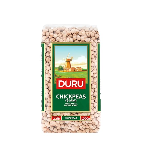 Duru Chickpeas 9mm, 35.2oz (1000g), 100% Natural and Certificated, Non-GMO, Great for Falafel, Hummus, and Vegan Recipes, Gluten Free