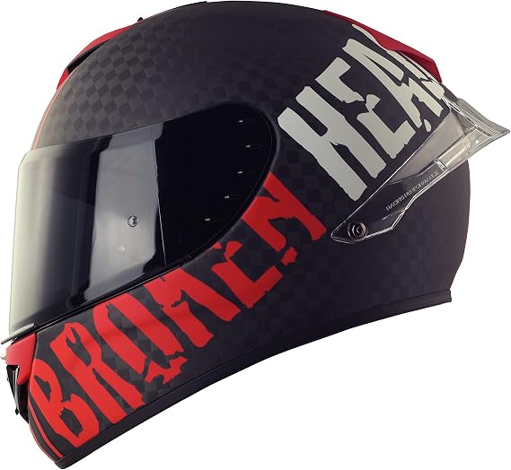 Broken Head BeProud Race Pro Carbon Red Racing Full Face Helmet with Two Visors (Black + Clear)
