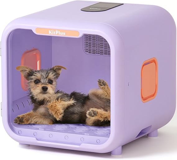KITPLUS Dryerbot Pet Hair Dryer Box, 71L Large Volume Ultra Quiet Dog Dryer Box, Unique Ambient Light, Smart Lock and Temperature Control, Pet Dryer Box for Dogs and Cats
