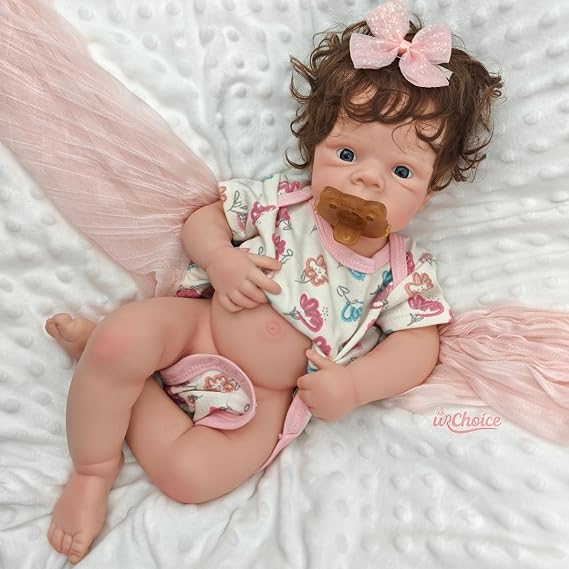 Open Mouth 19 inch Platinum Silicone Baby Dolls with Hair