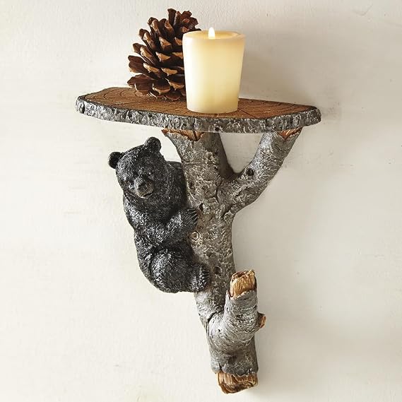 BLACK FOREST DECOR Bear Tree Branch Wall Shelf 8" Wx3 1/2" Dx6 1/2" H