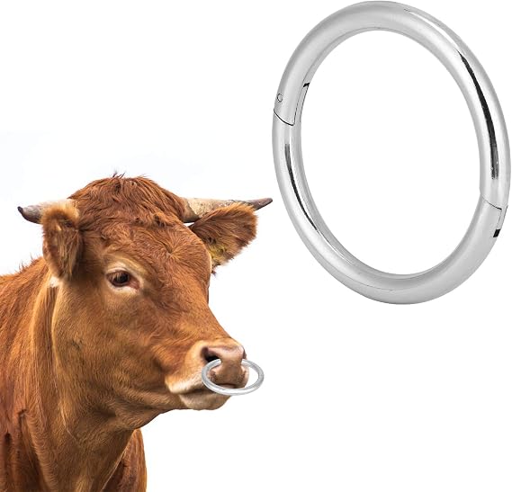 Gavigain Cattle Nose Ring, Bull Cow Nose ringsCattle Clip Iron Livestock Veterinary Equipment (100mm)
