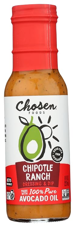 Chosen Foods Avocado Oil-Based Dressings and Marinades 8 oz., Non-GMO, Gluten and Canola Free (Chipotle Ranch)