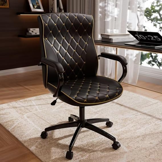 HomeZeer Black Office Chair, Luxury Leather Executive Desk Chair