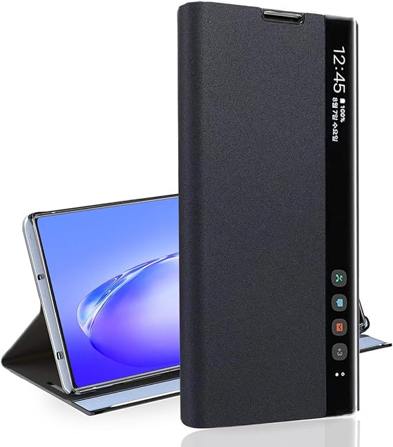 Case for Samsung Galaxy Note 10, Smart Clear View, Luxury Slim Mirror, Can Answer Phone Calls, Leather Hard PC Flip Shockproof Protective Cover, with Foldable Stand