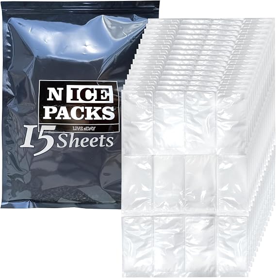Nice Packs Reusable Dry Ice Packs for Cooler & Lunch Boxes, 180 Cells
