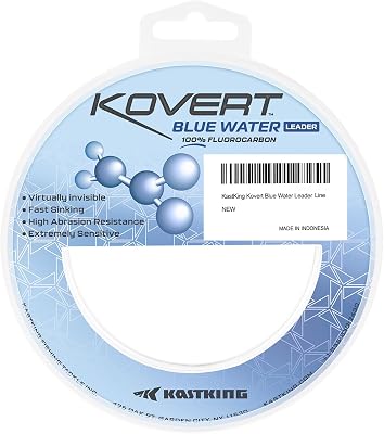 KastKing Kovert Blue Water 100% Fluorocarbon Fishing Line, Clear Fishing Leader, Extreme Clarity, Fast Sinking, Shock Resistant, Ultra-Low Visibility, Invisible Underwater, High Abrasion Resistance