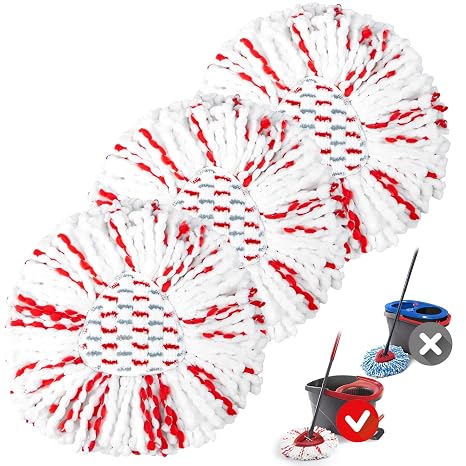 Scrub Spin Mop Replacement Heads for Vileda EasyWring 1-Tank, 3-Pack