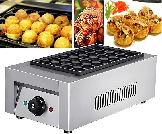 Electric Takoyaki Maker, Commercial Takoyaki Maker,with Takoyaki Tools, Temperature Control Range 0-300C, for Cafes Bakery Shops (A)