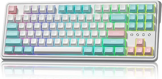 75% Keyboard, Wireless Gaming Keyboard, 3-Modes Creamy Mechanical Keyboard Hot-Swap with Pre-lubed Linear Switch for PC/Tablet/PS/Xbox (White)