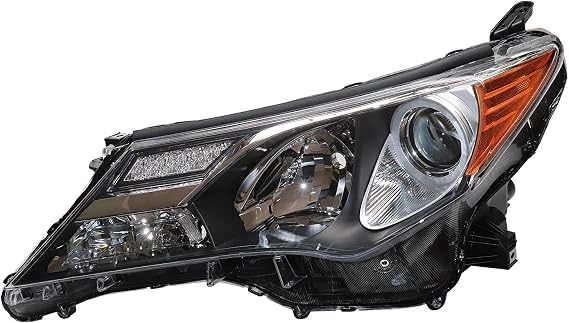 For 2013 2014 2015Toyota RAV4 Headlight Headlamp Assembly, Left Driver Side Chrome Housing Clear Lens Front Head Lamps Replacement (Left Side)