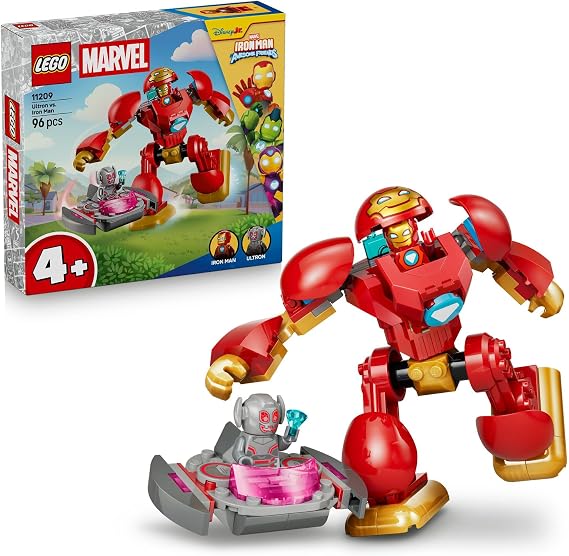LEGO Marvel Iron Man ve Muhteşem Arkadaşları Ultron Iron Man’e Karşı 11209 | 4 Yaş ve Üzeri Çocuklar için 2 Minifigür İçeren Yaratıcı Oyuncak Yapım Seti, Çocuklar için Hediye Fikri (96 Parça)