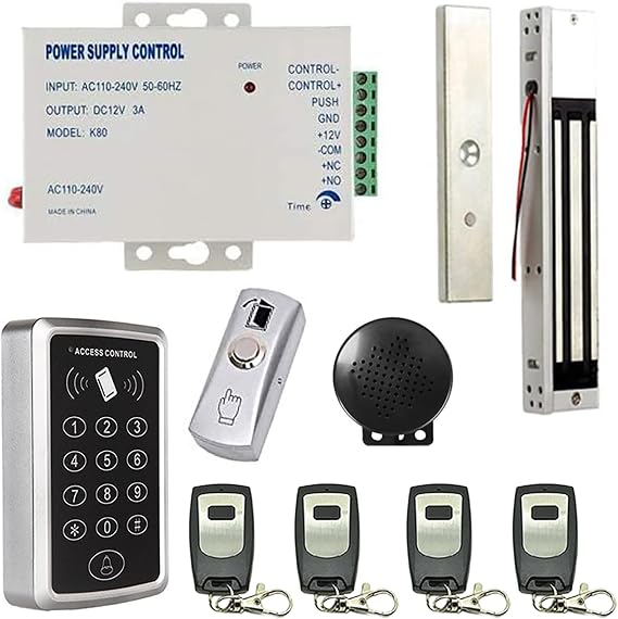 Remote Open and Door Buzzer Entry Systems Door Buzzer Access Control Outswing 600lbs Electric Magnetic Lock Buzzer Security System Keypad PIN Code Open with Remote Control