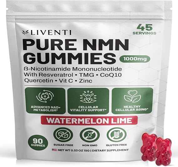 Pure NMN Gummies 1000mg, Watermelon Lime, 90 Count