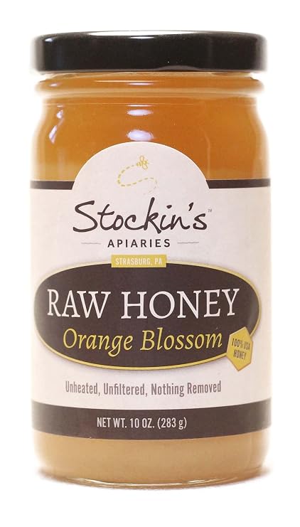 Stockin's Apiaries Raw Orange Blossom Honey, Unheated, Unfiltered, Nutritious, 10 Oz.