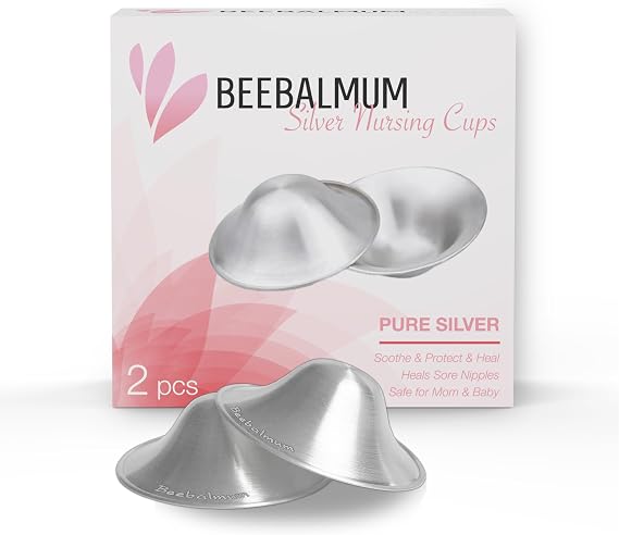 The Original Silver Nursing Cups, Silverettes Metal Nipple Covers for Breastfeeding, Nursing Pads, 925 Silver Nipple Cover Guards, Soothe and Protect Sore Nipples