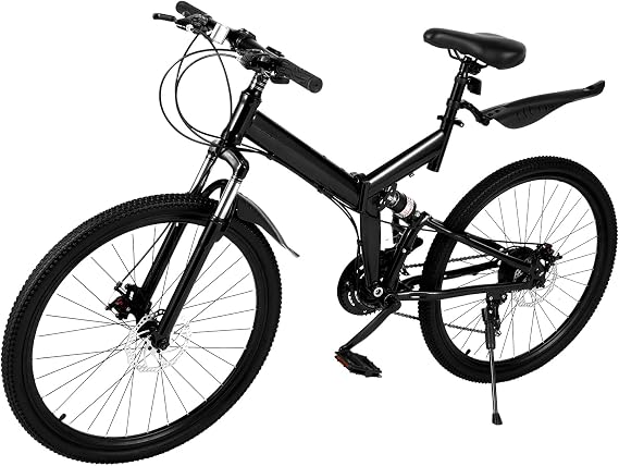 26 Inch Mountain Bike with Aluminum Frame, 21 Speed MTB Bicycle Full Suspension V Brake, Unisex Adult Mountain Bicycle