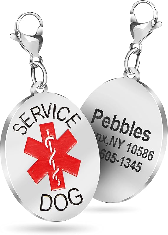 Service Dog Tags Personalized Service Dog ID Tags Customized Emotional Support Dog Tag Service Animal Tag Stainless Steel Easy to Read Sturdy and Deeply Engraved
