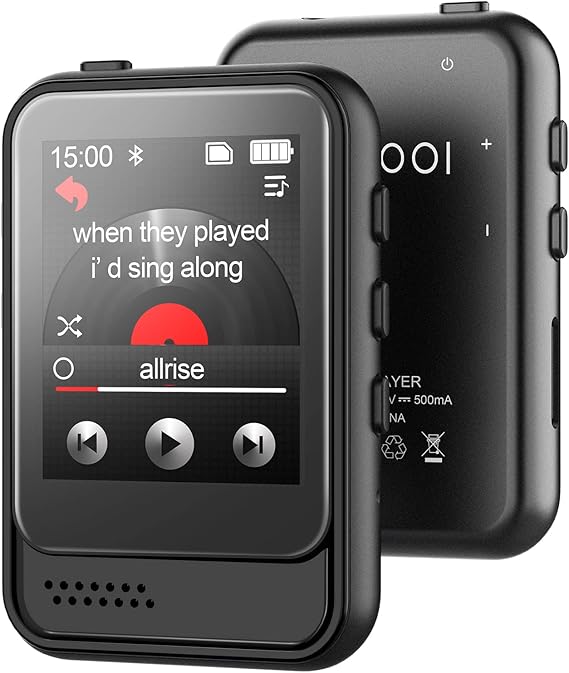 MP3 Player with Bluetooth 5.3,Portable Music Player with Speaker and Micro SD Card Slot MP3 Player with FM Radio,Video,Voice Recording,Earphone for Kids,Jogging and Gift,Max 512GB Expand
