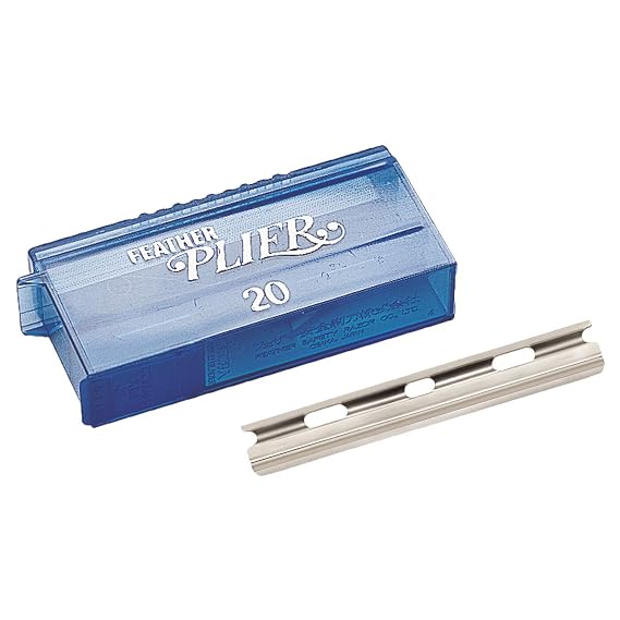 Feather Plier Hair Razor Blades - (1 Pack of 20) - Hair Straight Razor Blade Refills for Hair Cutting- For Professional Hair Cutters- Made in Japan