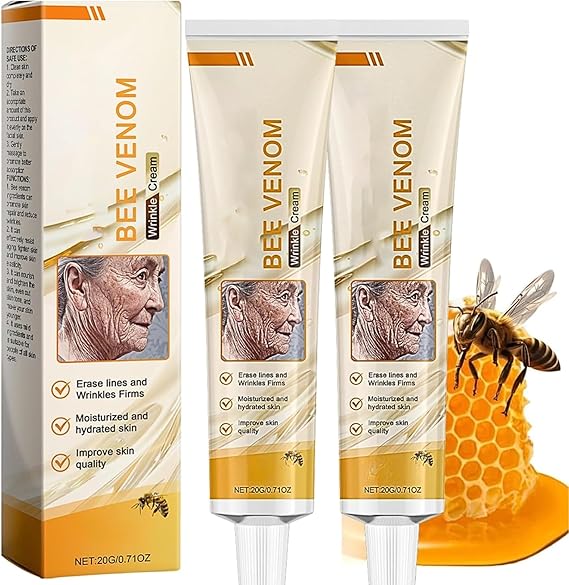 2PCS Bee Venom Cream For Saggy Skin, Bo-Tox Bee Venom Wrinkle Removal Cream, Anti Aging FaceCream, Skin Tightening Face Moisturisers for Women Softness & Restore Elasticity & Plump