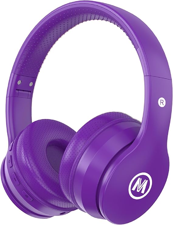Mokata Headphones Kids Bluetooth 5.4 Wireless Play Time 68H Safe Volume Limit 85/94dB Over-Ear Foldable Headset,Fast Charging,with Aux Cord Built-in Mic for Toddler Child Pad Study Tablet Purple