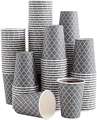 Lamosi Coffee Cups 12 oz 180 Pack, Disposable Paper Coffee Cups, Disposable Cups,12 oz Hot Cup,12oz Paper Insulated Cup for Cold Hot Drinks No Lids