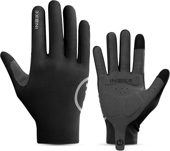 INBIKE Breathable Bike Gloves for Men Women, Full Finger Pad Cycling Gloves, Touchscreen Reflective Mountain Biking Bicycle