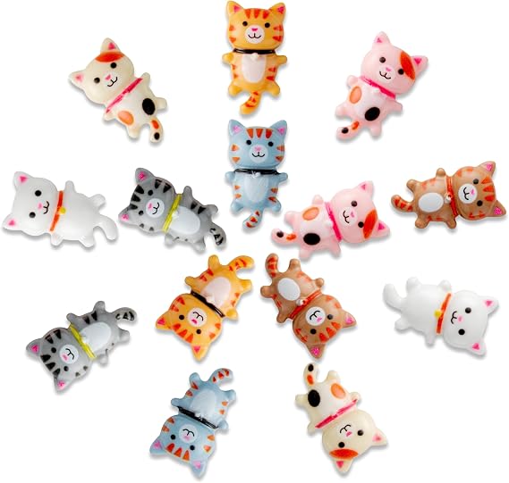WATINC Cat Fridge Magnets Decorations - 14PCS 3D Cute Kitten Strong Refrigerator Magnetic Decorative, Mini Funny Resin Cats Magnets Decal Stickers for Kitchen Whiteboard Locker Home Housewarming Party