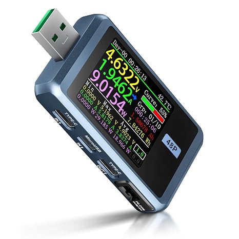 FNIRSI USB Tester 4-24V 6.5A LCD USB A&C Voltage Current Power Display Multimeter with App Software, Fast Charge Detection Trigger, PD2.0/PD3.0,QC2.0/QC3.0, CNC Metal Shell