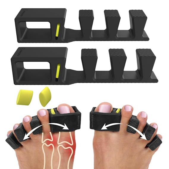 APEX Adjustable Toe Separators, Spreaders, 2 Pairs, S/M, Large, Black