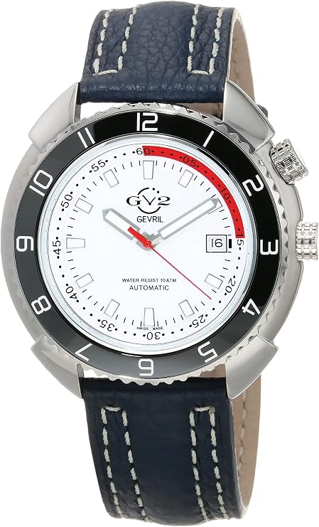 GV2 Men's Squalo Swiss Automatic Watch, Genuine Italian Leather Strap
