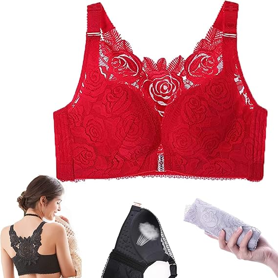 Sopaeduon Floral Secrets Comfort Rose Bra,Comfort Rose Bra Women,Comfort Rose Bra,Plus Size Rose Push-Up Bra